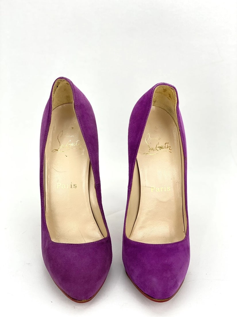 CHRISTIAN LOUBOUTIN Women's Shoes Suede Purple Pumps Heels SZ 37 / Us 7 - 2