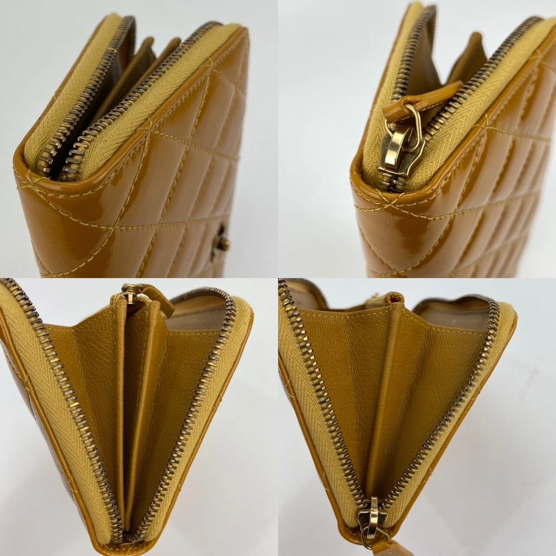 Chanel Quilted Yellow Patent Leather Brilliant Zip Around Wallet - 7