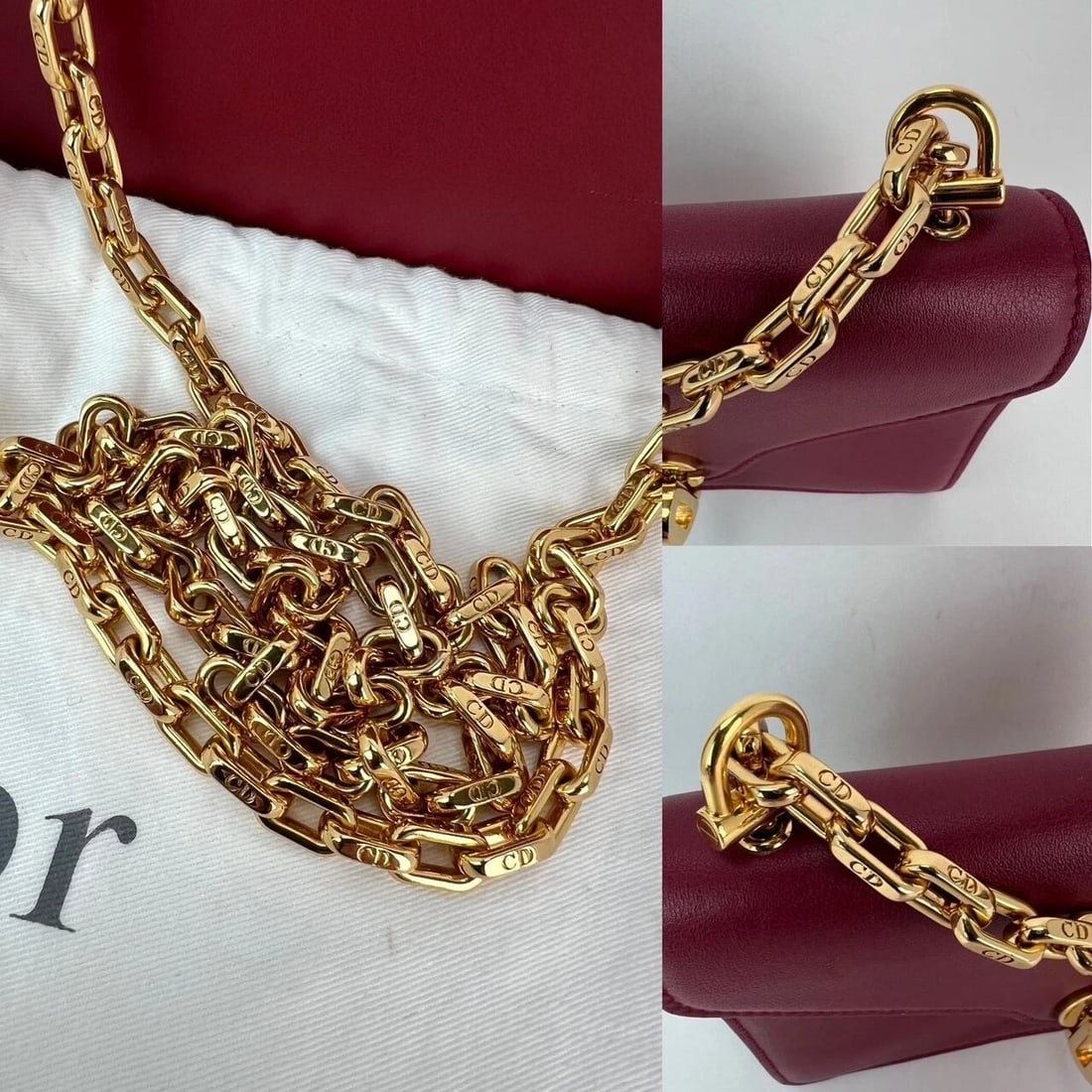 Christian Dior C'est Dior Mini Flap Burgundy Leather Shoulder Bag - 3