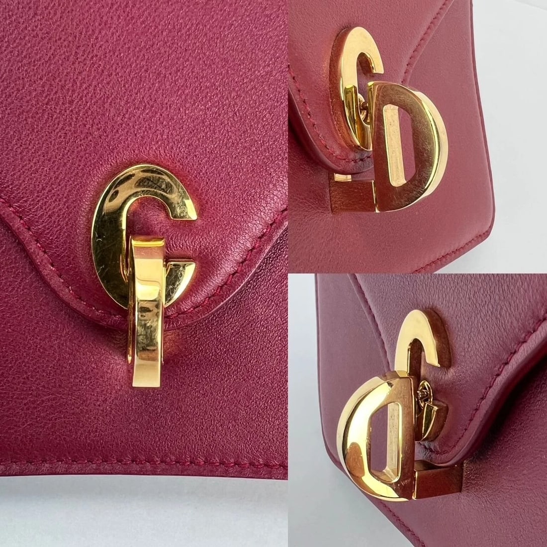 Christian Dior C'est Dior Mini Flap Burgundy Leather Shoulder Bag - 4
