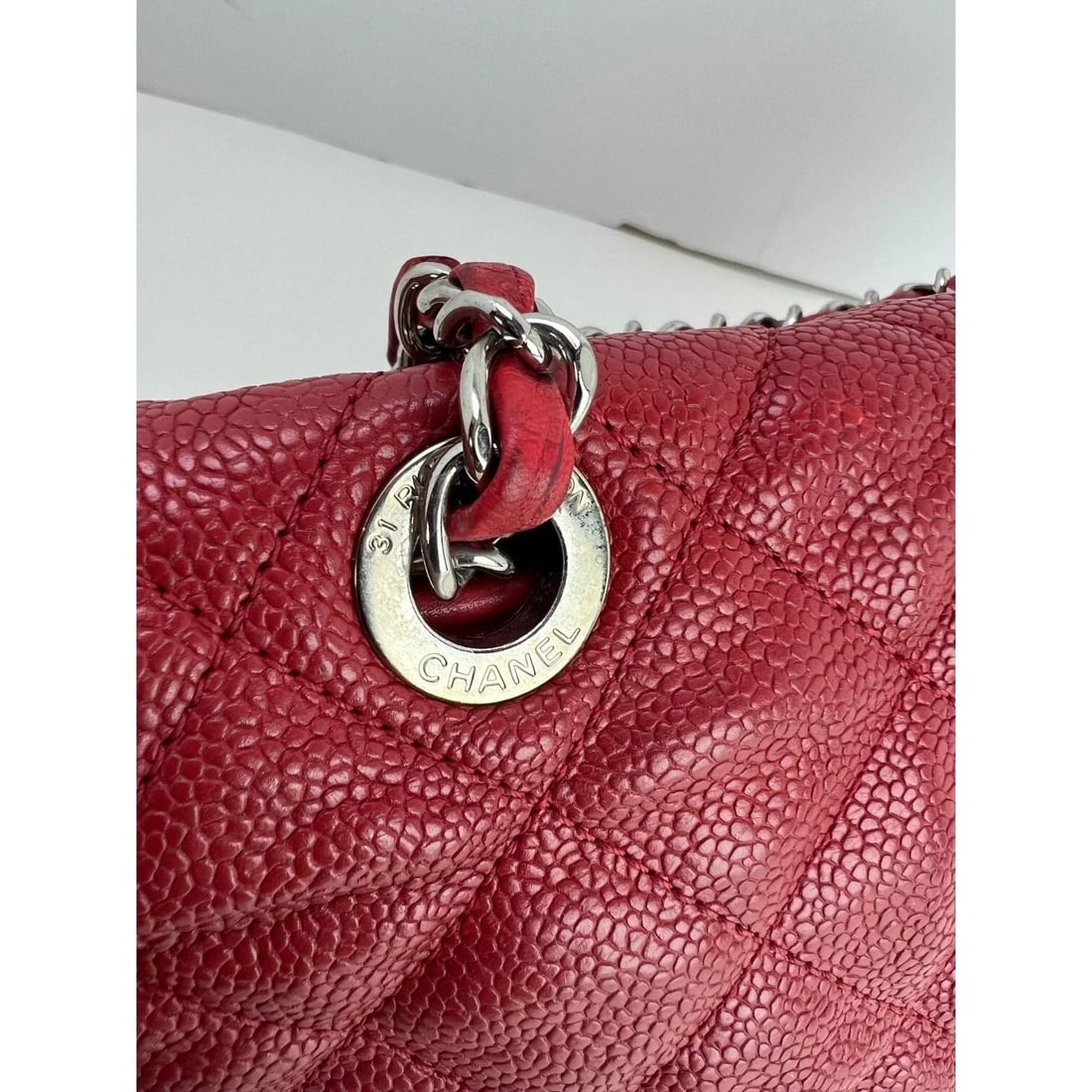 Chanel Caviar Quilted Medium French Riviera Red Flap Shoulder Bag - 9