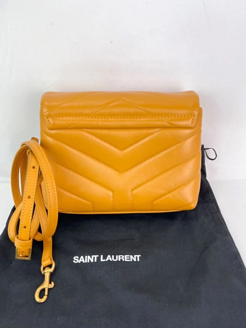 Saint Laurent Calfskin Quilted Toy Loulou Yellow Crossbody Bag - 2