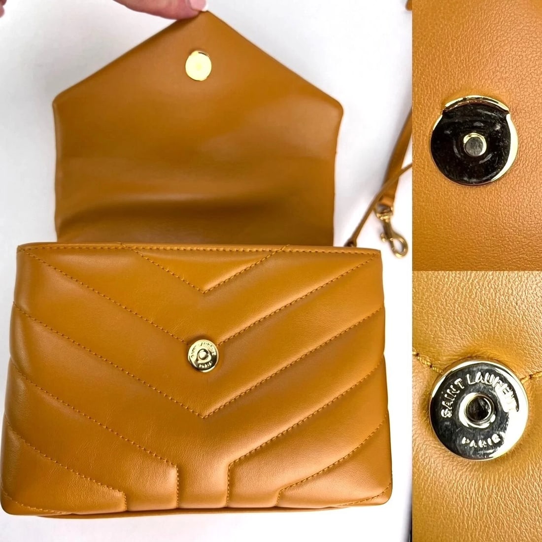 Saint Laurent Calfskin Quilted Toy Loulou Yellow Crossbody Bag - 6