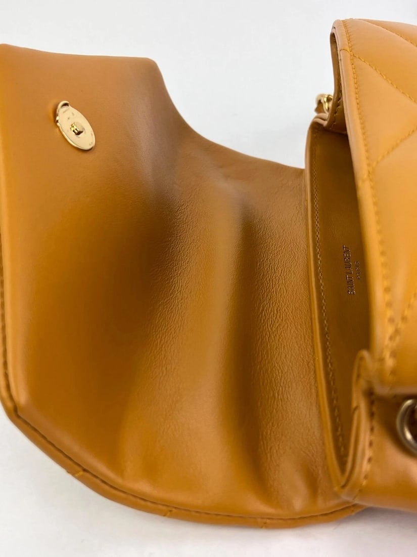 Saint Laurent Calfskin Quilted Toy Loulou Yellow Crossbody Bag - 9