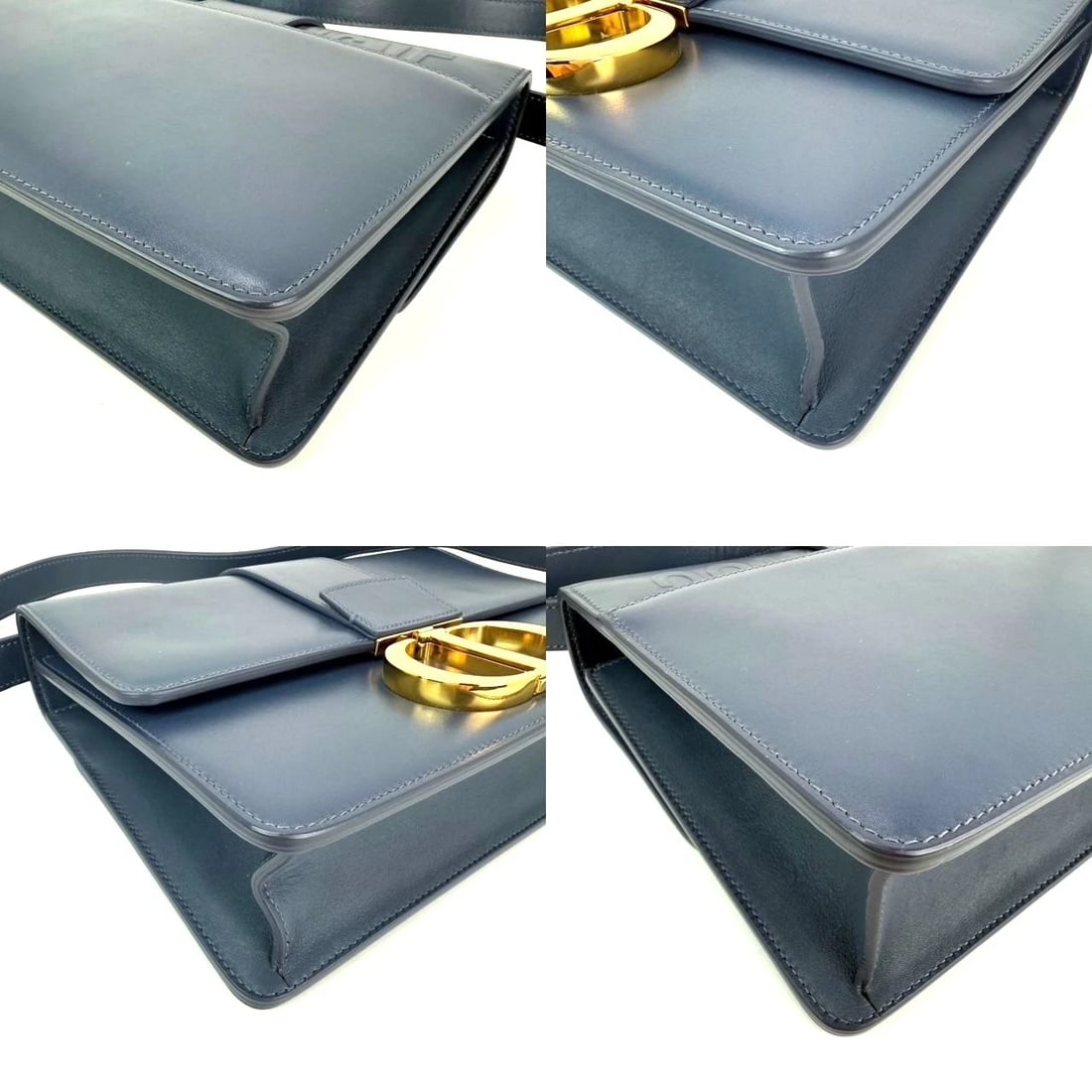 Christian Dior 30 Montaigne Smooth Calfskin Box Dark Denim Bag - 11