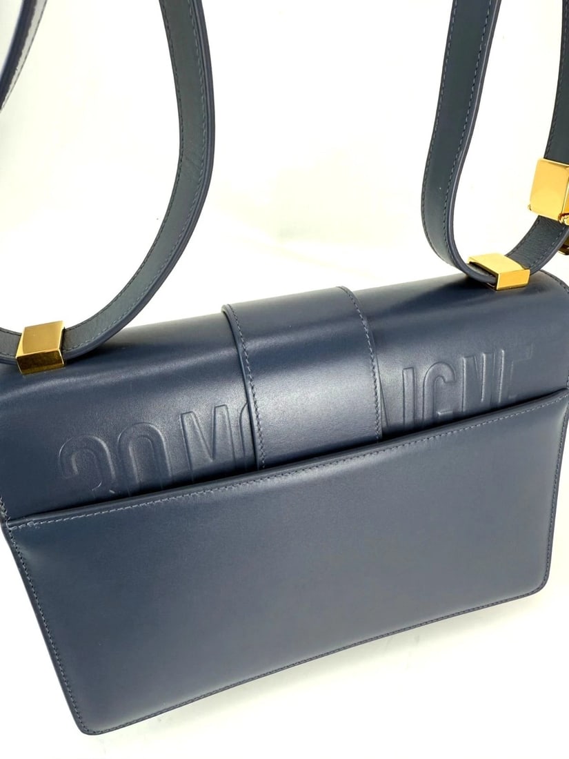 Christian Dior 30 Montaigne Smooth Calfskin Box Dark Denim Bag - 16