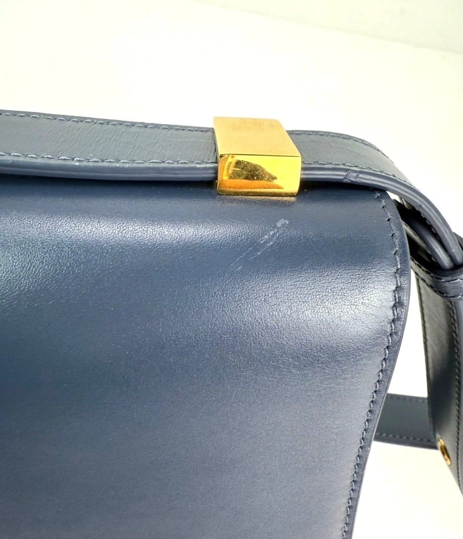 Christian Dior 30 Montaigne Smooth Calfskin Box Dark Denim Bag - 4