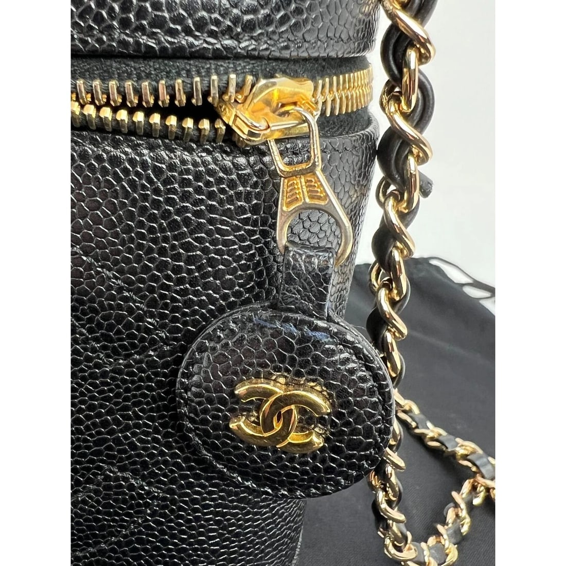 Chanel Vanity Cosmetic Case Black Caviar Leather Bag - 12
