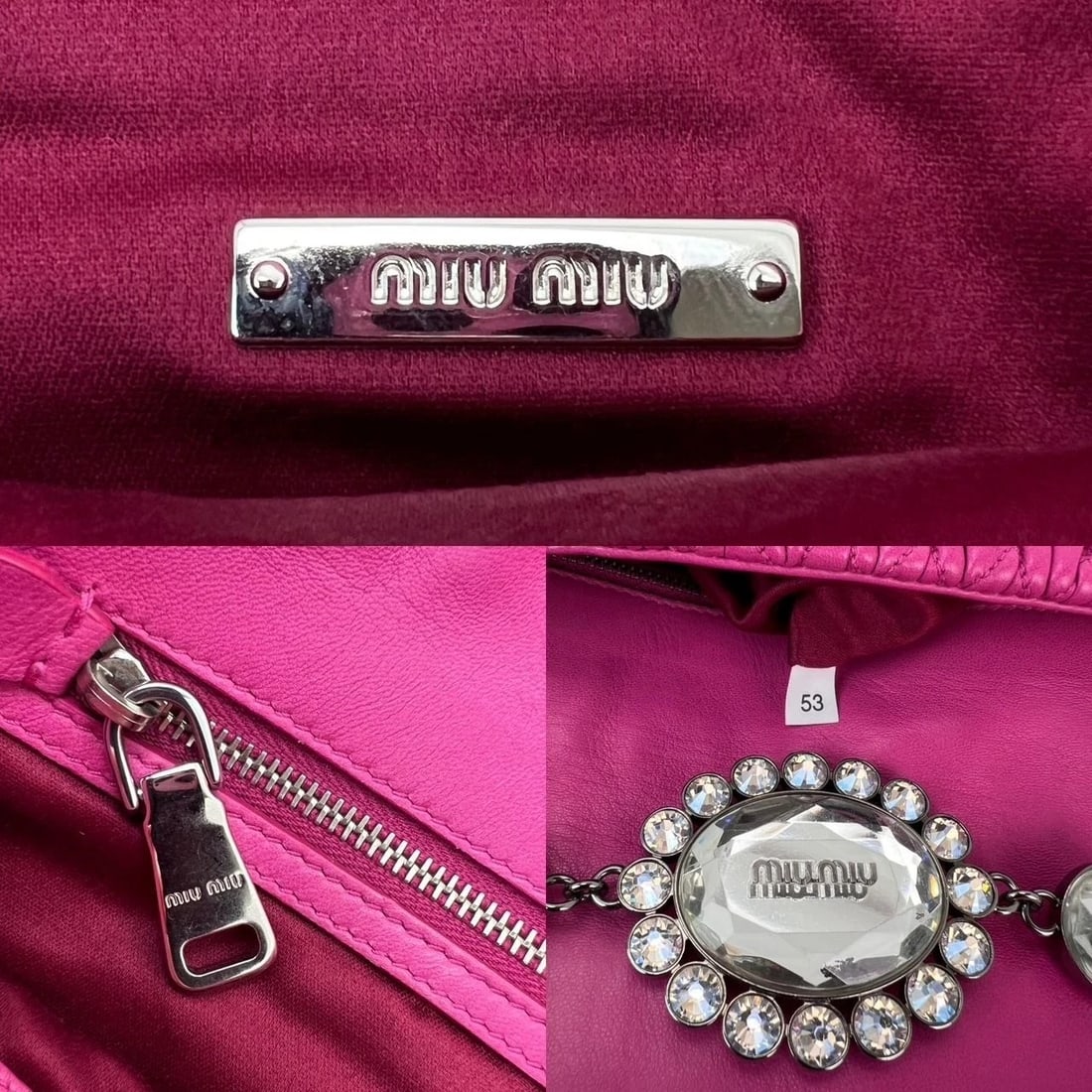 Miu Miu Pink Lambskin Nappa Crystal Shoulder Clutch Bag - 4