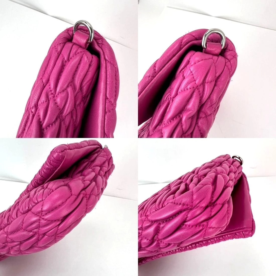 Miu Miu Pink Lambskin Nappa Crystal Shoulder Clutch Bag - 6