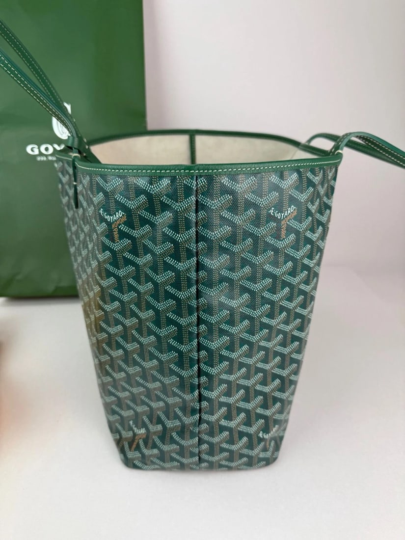 GOYARD Saint Louis PM Goyardine Green Tote - 9