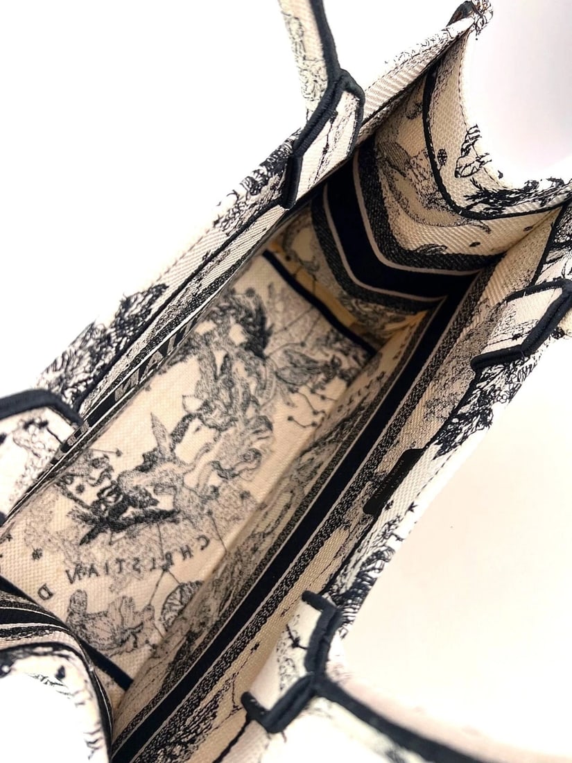 Christian Dior Book Embroidered Canvas MM Stars and Signs Black Tote - 5