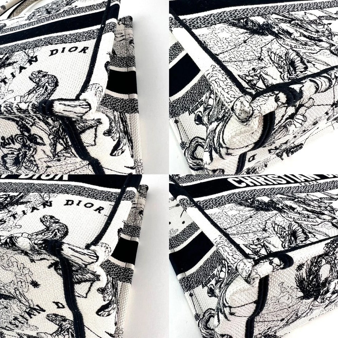 Christian Dior Book Embroidered Canvas MM Stars and Signs Black Tote - 7