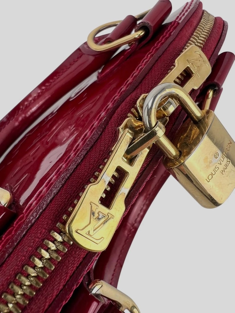 Louis Vuitton Alma BB Monogram Red Vernis Patent Leather Crossbody Bag - 9
