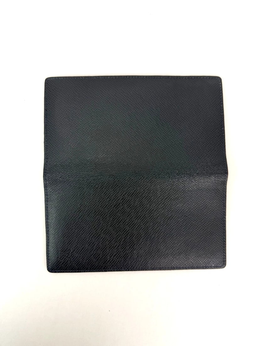 LOUIS VUITTON Taiga Brazza Long Bifold Dark Blue Leather Wallet - 9