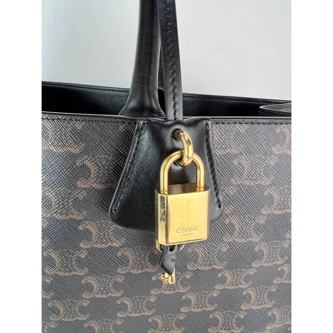 Celine Triomphe Vertical Cabas Black Monogram Canvas Tote - 10