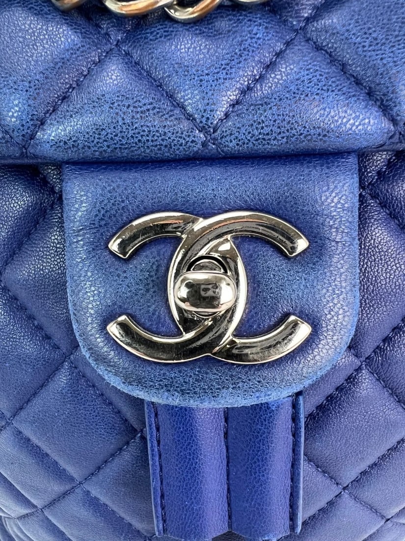 Chanel Lambskin Quilted Small Urban Spirit Blue Backpack - 16