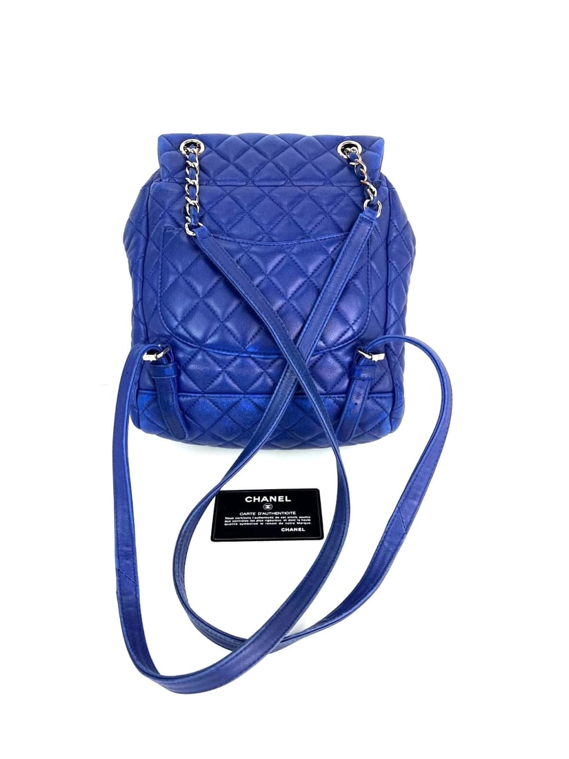 Chanel Lambskin Quilted Small Urban Spirit Blue Backpack - 2