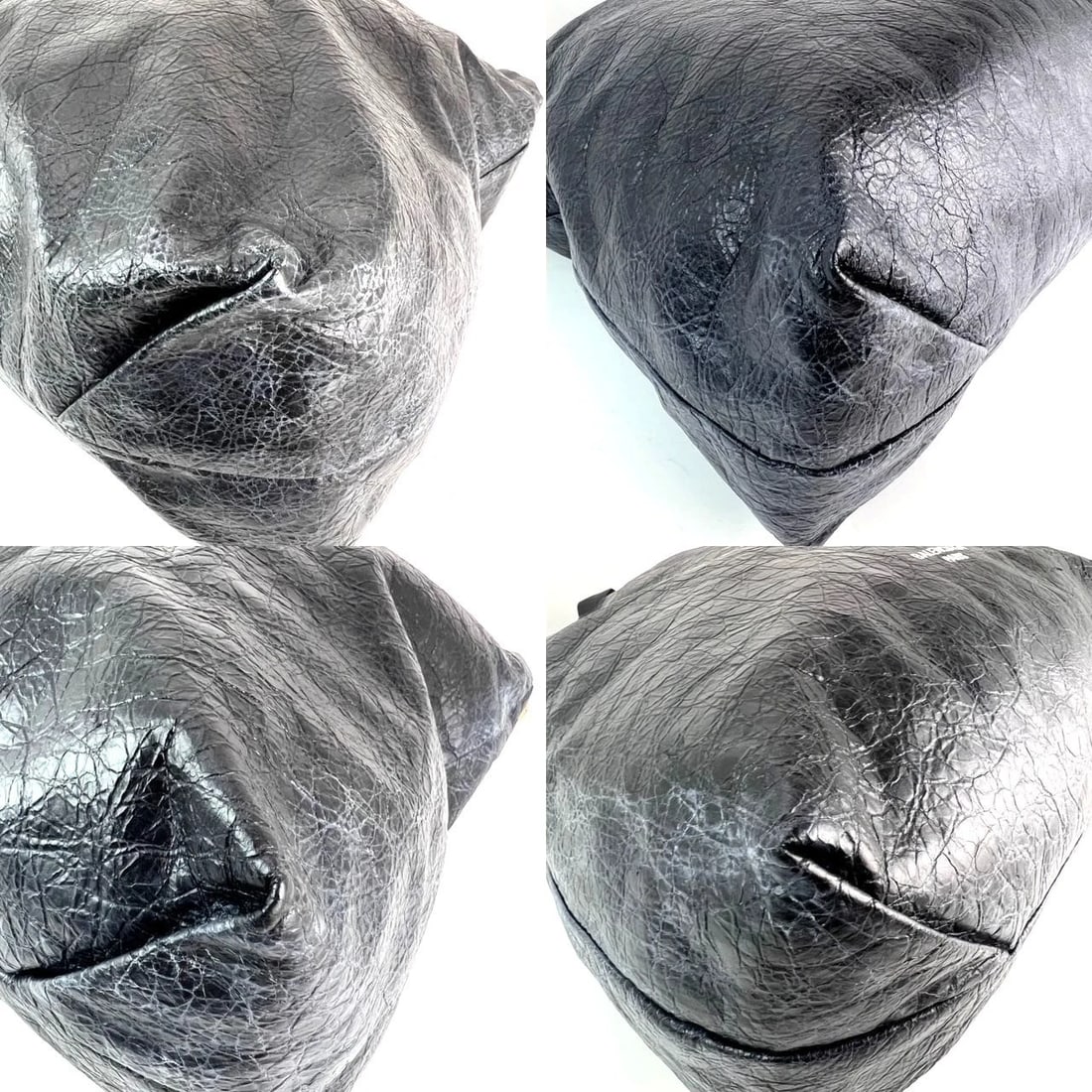 Balenciaga Leather Crush Medium Black Paris Charms Tote Bag - 13