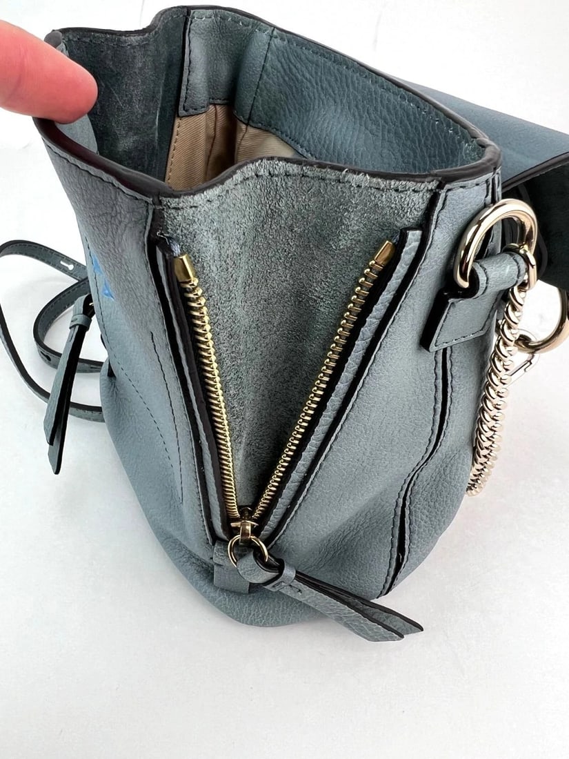 Chloe Blue Faye Mini Suede and Leather Backpack Bag - 10