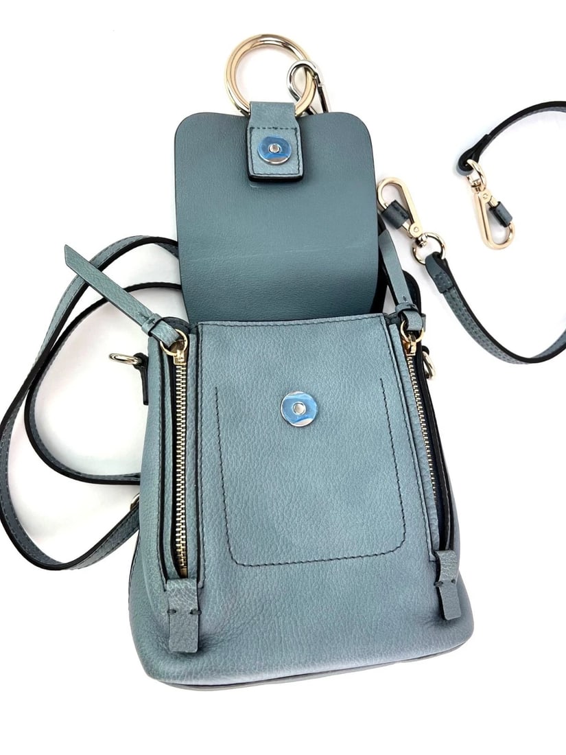 Chloe Blue Faye Mini Suede and Leather Backpack Bag - 11