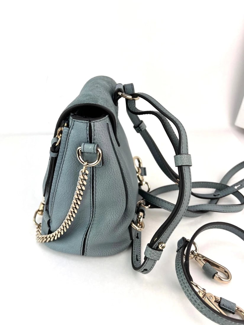 Chloe Blue Faye Mini Suede and Leather Backpack Bag - 13