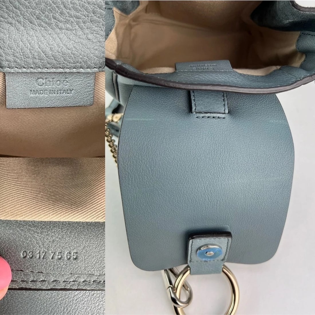 Chloe Blue Faye Mini Suede and Leather Backpack Bag - 4
