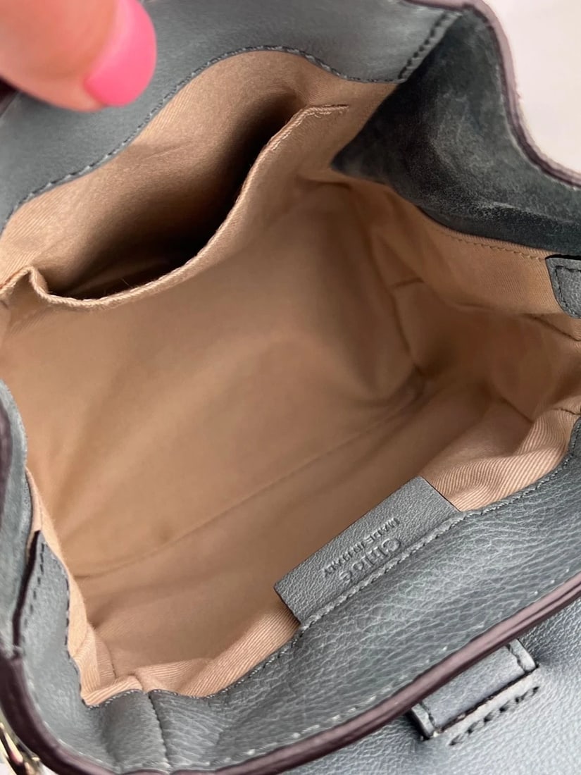 Chloe Blue Faye Mini Suede and Leather Backpack Bag - 9