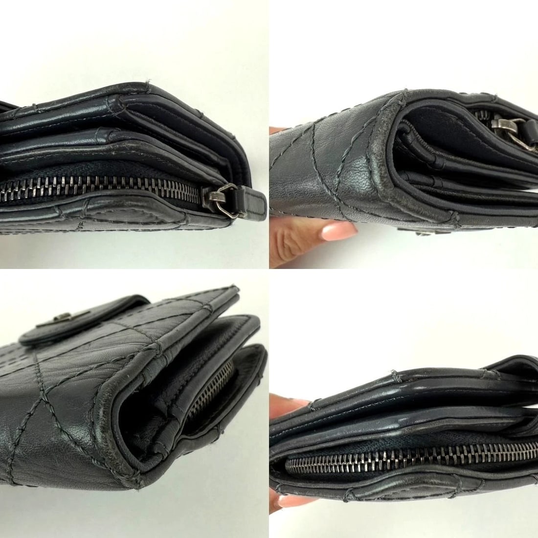 Chanel aged calfskin 2.55 Reissue Zip Gray Compact Wallet - 4