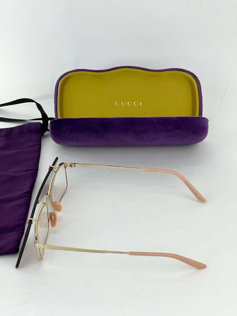 Gucci Sunglasses Flip-Up Authentic Rectangle Red Gold frames GG0363S 002 56 - 12