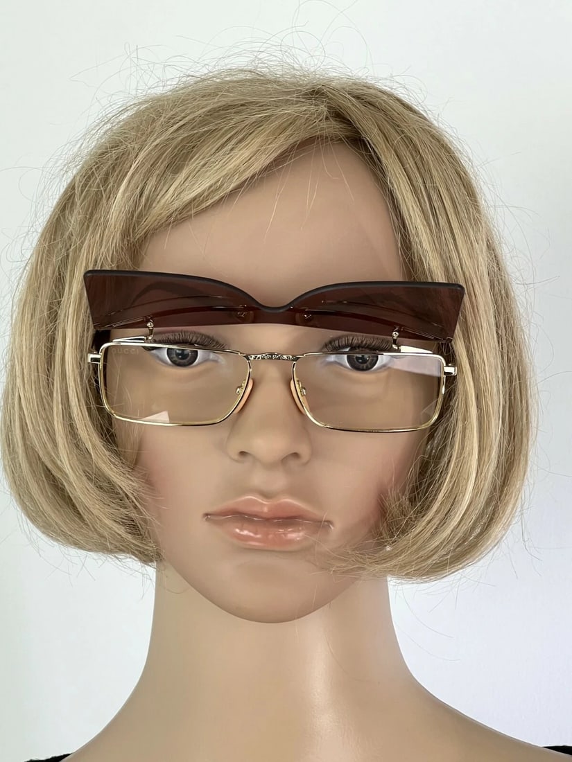 Gucci Sunglasses Flip-Up Authentic Rectangle Red Gold frames GG0363S 002 56 - 4