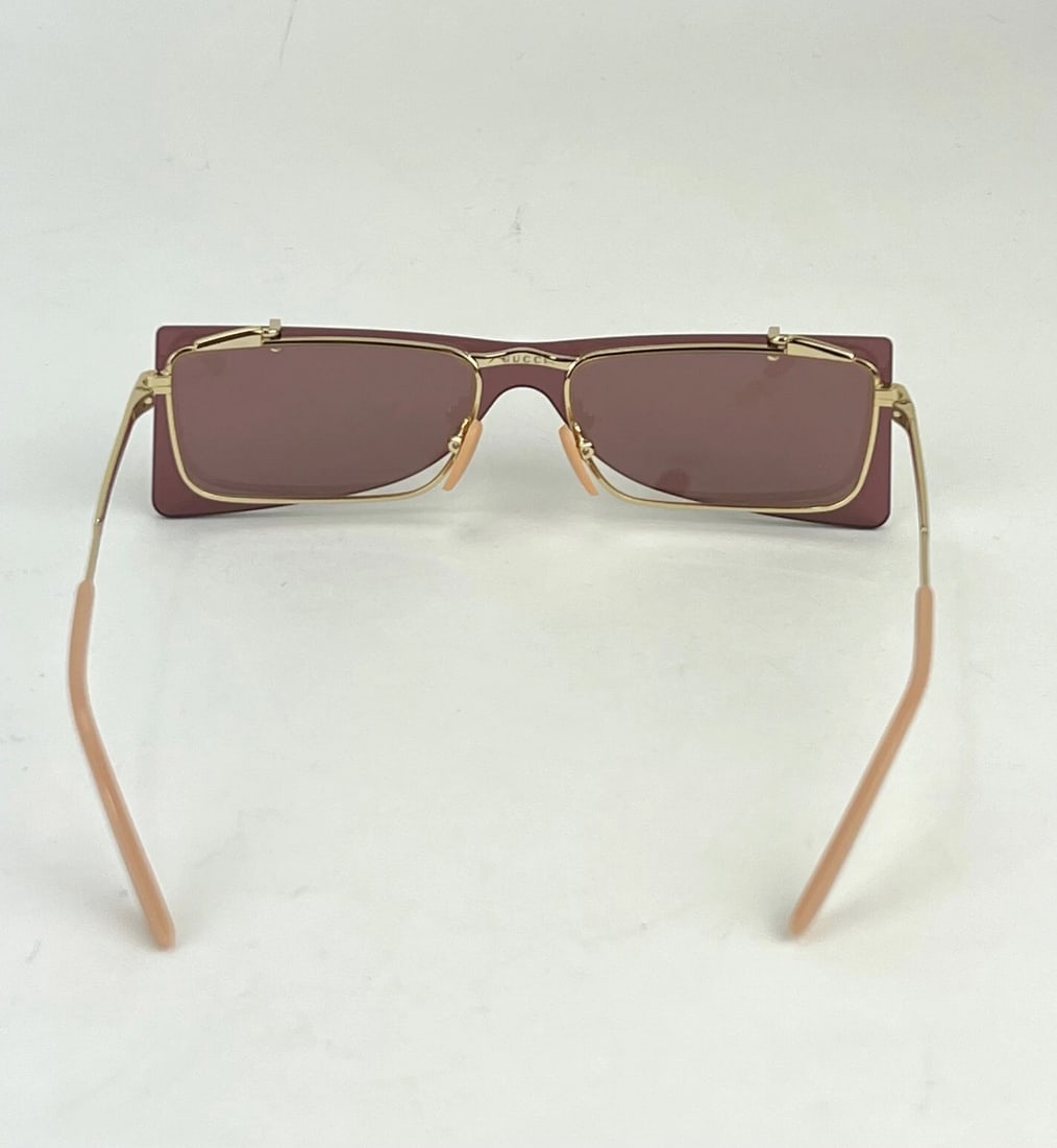 Gucci Sunglasses Flip-Up Authentic Rectangle Red Gold frames GG0363S 002 56 - 5