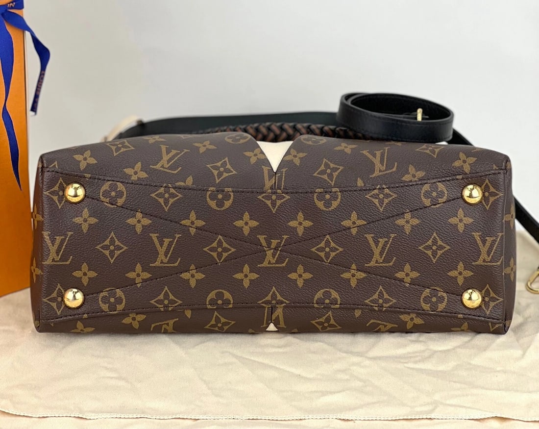 Louis Vuitton Braided V Tote MM Cream Leather Monogram Hand Bag - 7
