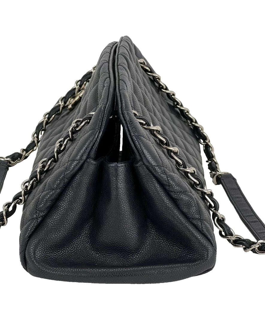 CHANEL Just Mademoiselle Quilted Caviar Black Leather Bowling Shoulder Bag - 3