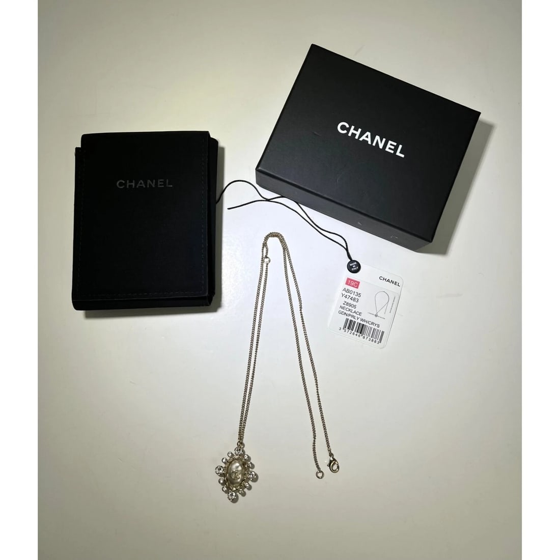 Chanel Crystal CC Necklace Gold Pearly Fashion Jewelry - 3