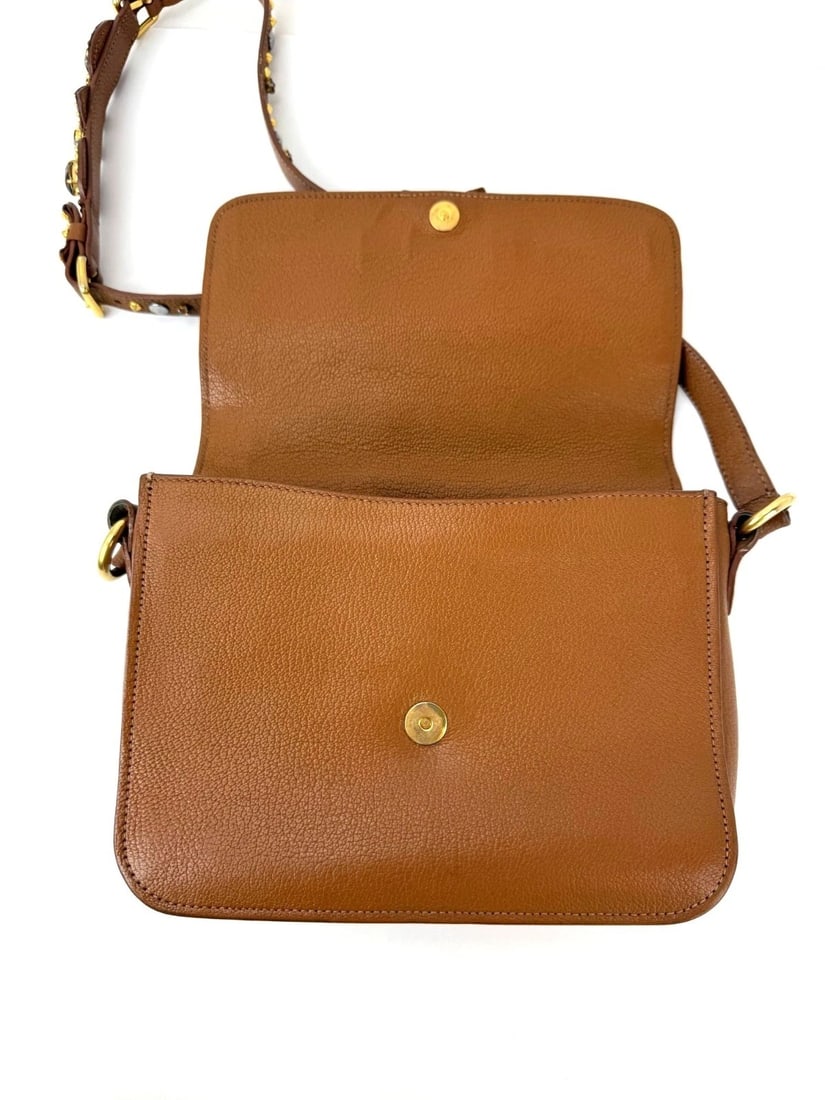 Miu Miu Madres Brown Leather Crystals Crossbody - 6