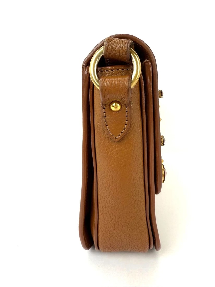 Miu Miu Madres Brown Leather Crystals Crossbody - 9