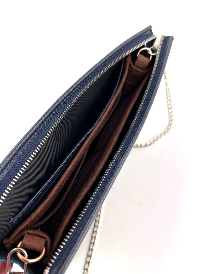 Louis Vuitton Pochette Voyage MM Taiga Dark Blue Leather Bag - 14