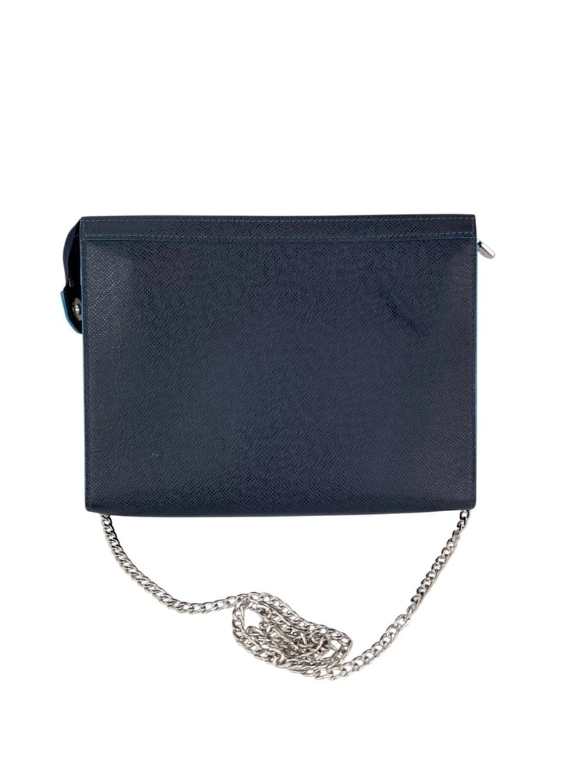 Louis Vuitton Pochette Voyage MM Taiga Dark Blue Leather Bag - 2