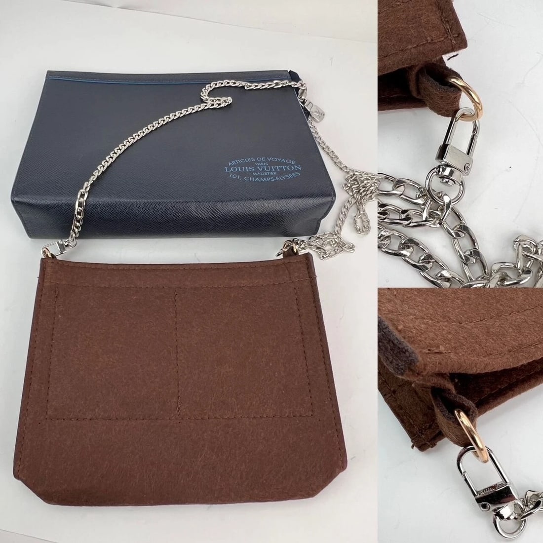 Louis Vuitton Pochette Voyage MM Taiga Dark Blue Leather Bag - 4