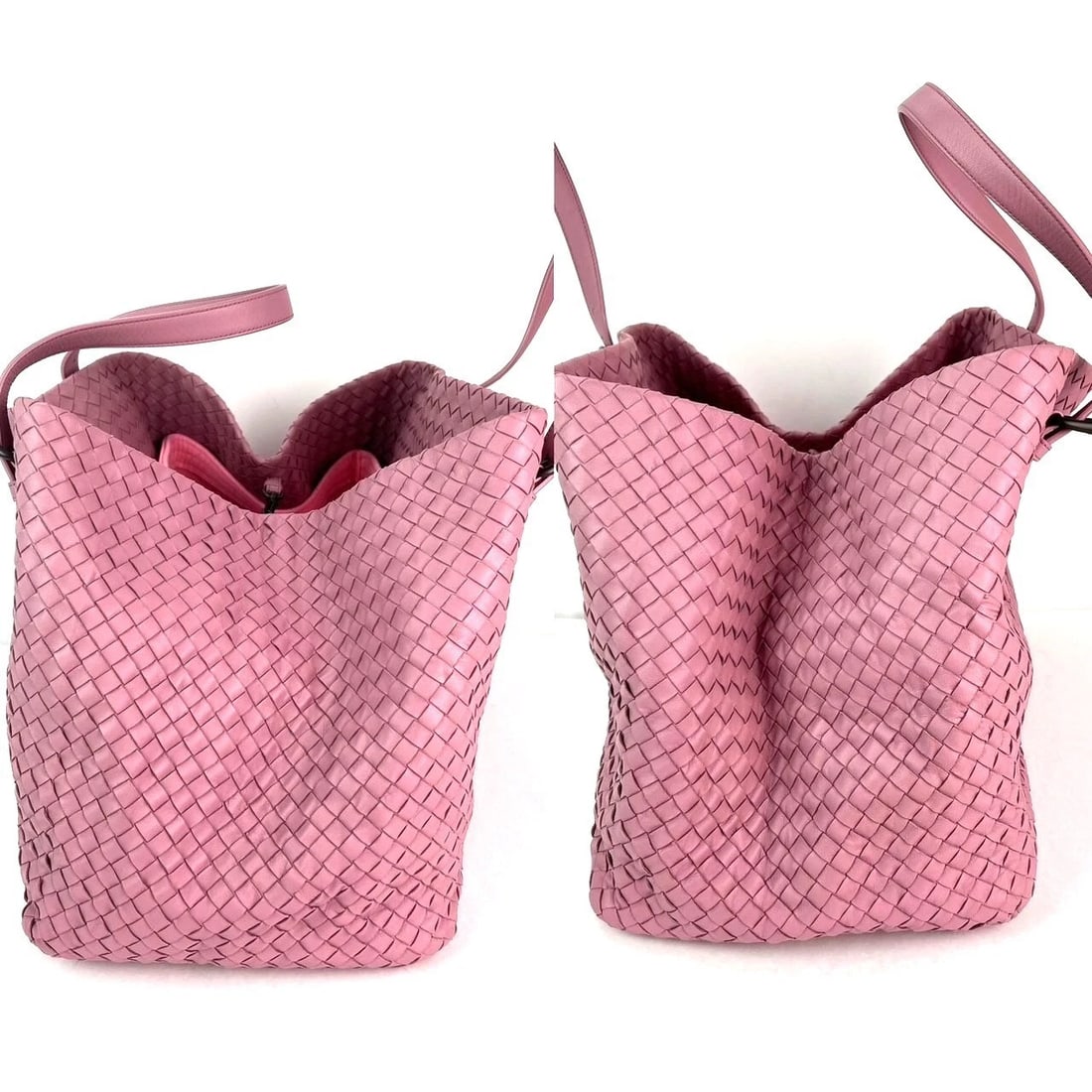 Bottega Venetta Nappa Intrecciato Large Seamless Rose Pink tote Bag - 5