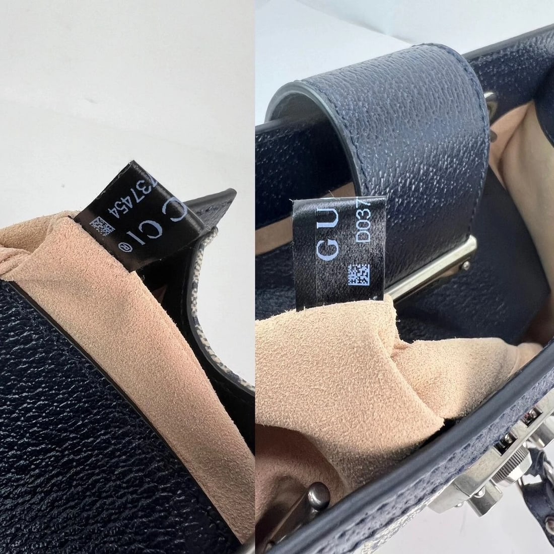 Gucci GG Supreme Dollar Calfskin Web Small Padlock Navy Tote - 5