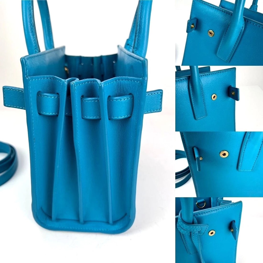 Saint Laurent Sac De Jour Blue Leather Crossbody Hand Bag - 6