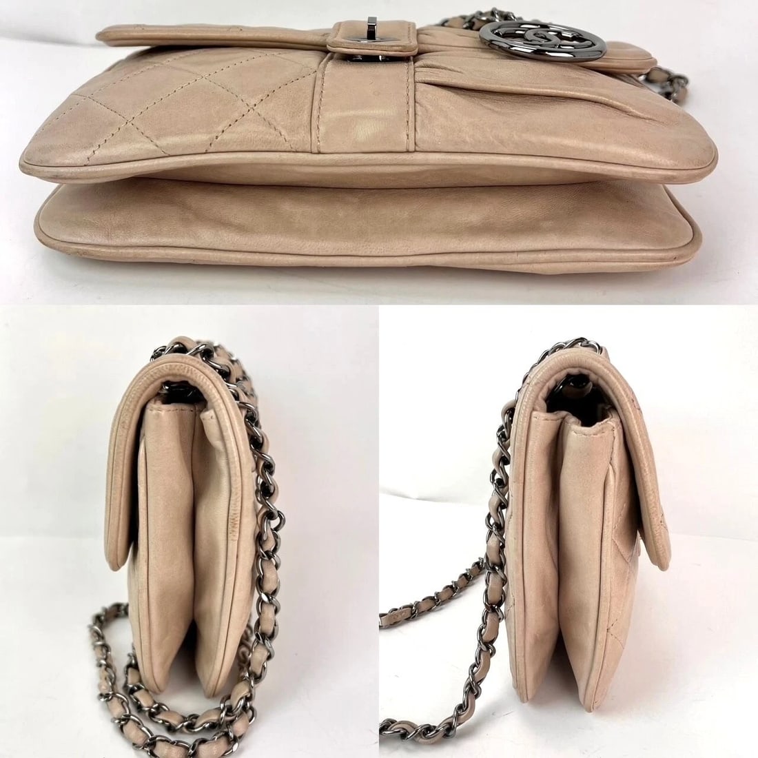 Chanel Lambskin Quilted Pile Ou Face Flap Beige Clair Shoulder Bag - 6