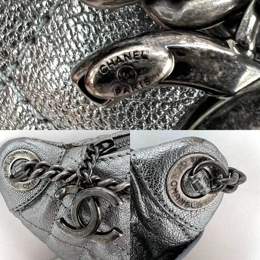 Chanel Metallic Dark Silver Calfskin Quilted Banane Fanny Waist Bag - 6