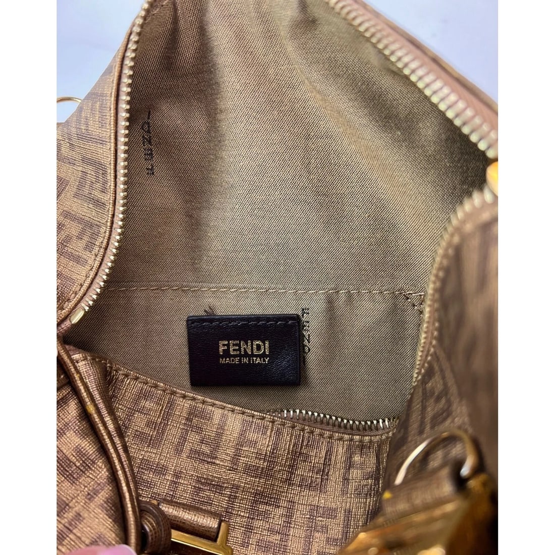 Fendi Boston Gold Coated Canvas Hand Bag - 4