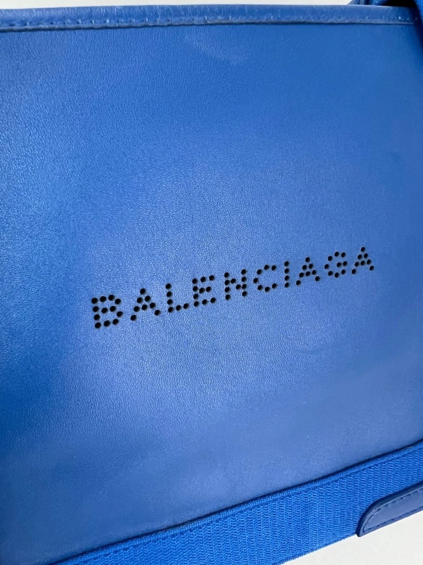 Balenciaga Calfskin S Navy Cabas Blue Tote and Pouch Set - 3