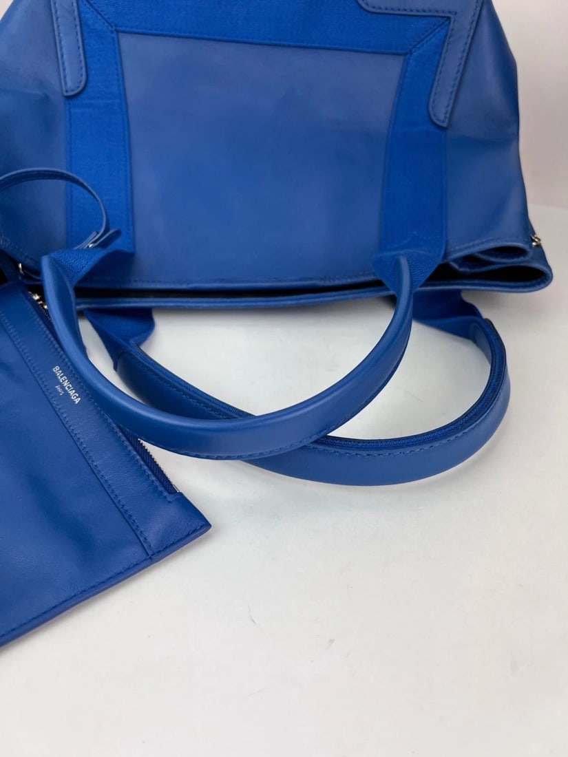 Balenciaga Calfskin S Navy Cabas Blue Tote and Pouch Set - 9