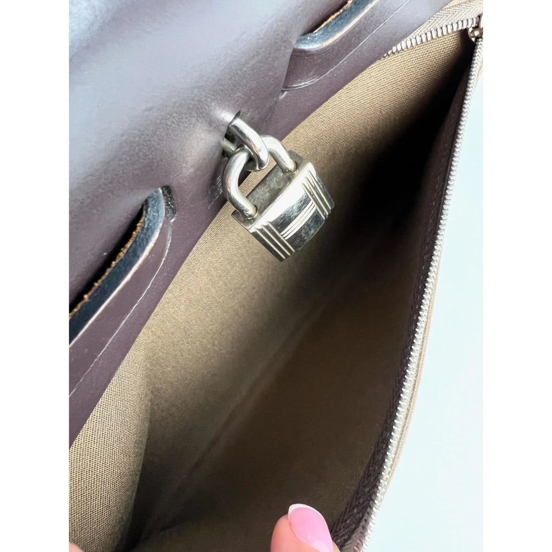 Hermes Toile Vache Hunter Herbag zip 31 PM Etoupe Ebene Shoulder Bag - 9