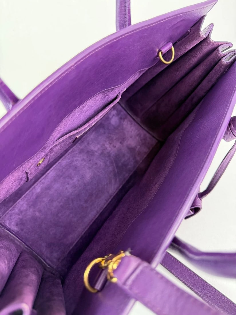 Saint Laurent Sac De Jour Purple Leather Shoulder Bag - 10